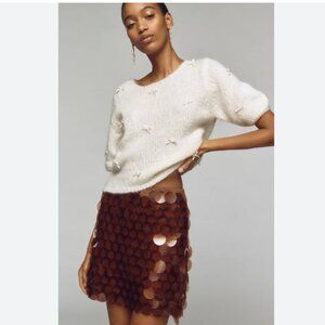 Maeve Brown Sequin Mini Skirt
